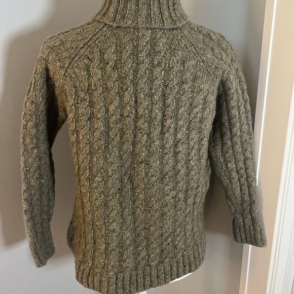CELTIC & CO Donegal Cable-knit Turtleneck Irish Wool Sweater SZ Large - Picture 3 of 6